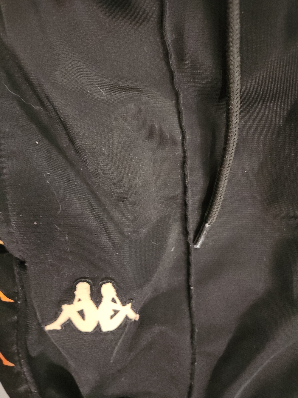 Kappa Men’s Black Track Pants with Orange Logo Tape - Picture 4 of 5